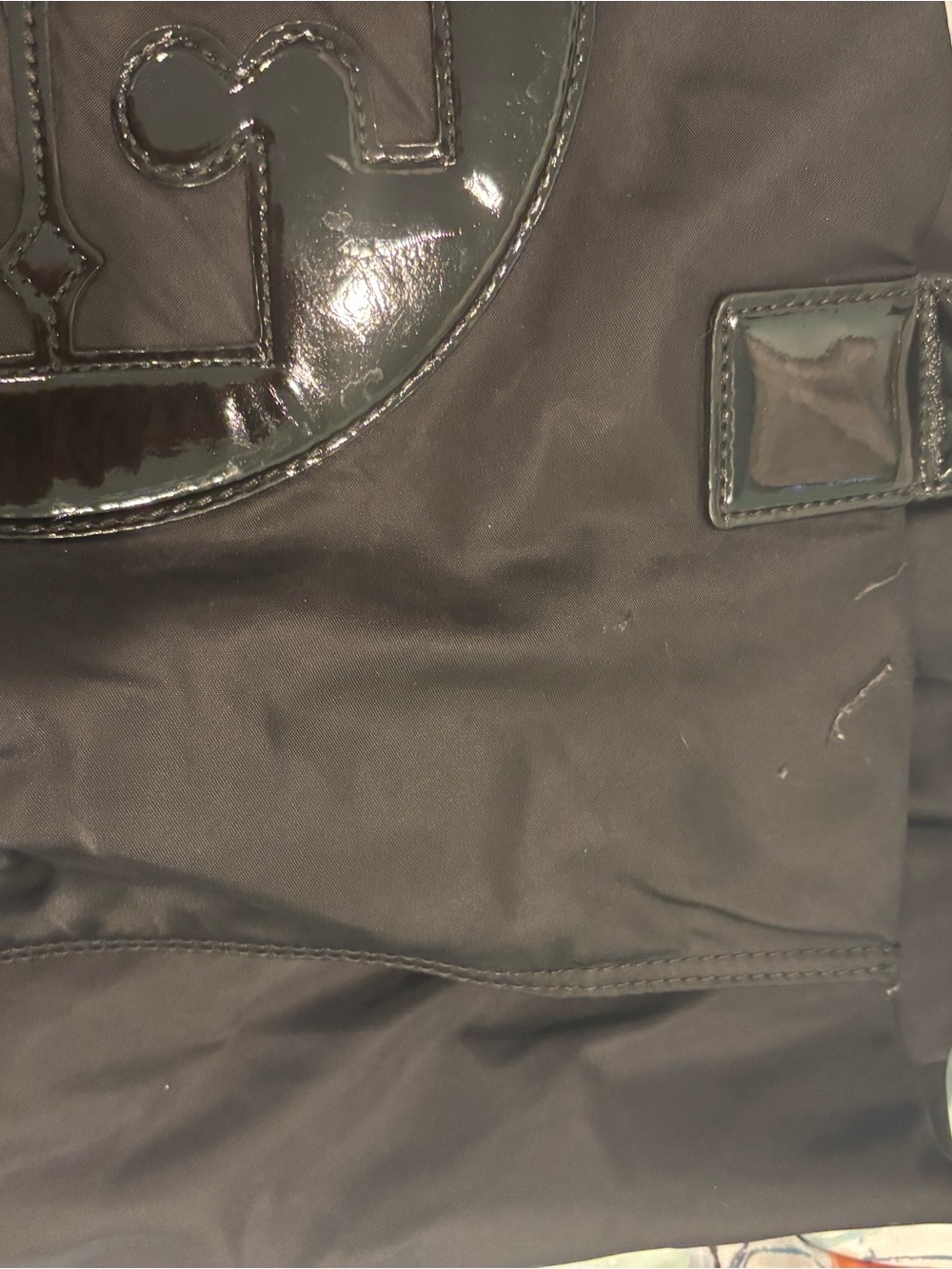 Tory Burch Black Nylon Backpack with Gloss Logo